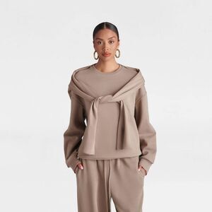 Relaxed Crewneck Sweatshirt in Taupe